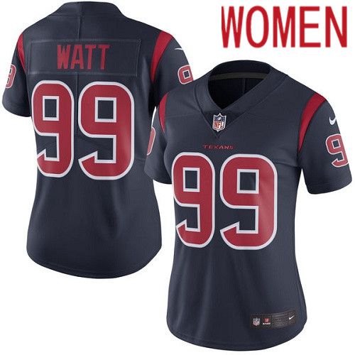 Women Houston Texans #99 J.J. Watt Navy Blue Nike Rush Vapor Limited NFL Jersey->women nfl jersey->Women Jersey